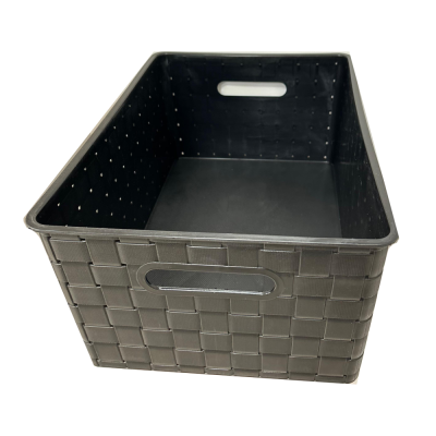 CANASTO ORGANIZADOR SIMIL RATTAN NEGRO