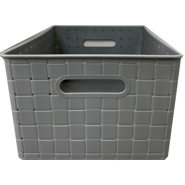 CANASTO ORGANIZADOR SIMIL RATTAN GRIS