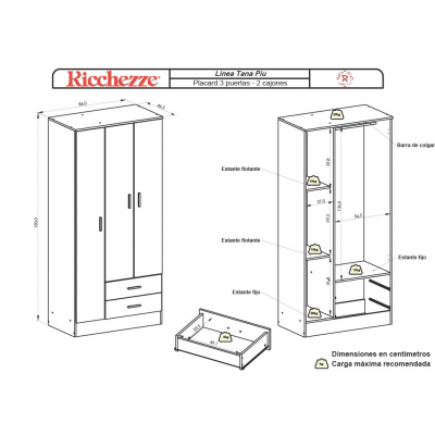 PLACARD RICCHEZZE TANA PIU 3 PUERTAS PLACARD RICCHEZZE TANA PIU 3 PUERTAS