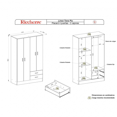 PLACARD RICCHEZZE TANA PIU 4 PUERTAS PLACARD RICCHEZZE TANA PIU 4 PUERTAS