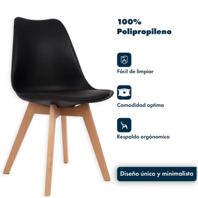SILLA GARDEN LIFE TULIP NEGRA