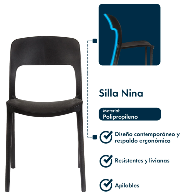 SILLA NINA GARDEN LIFE NEGRA